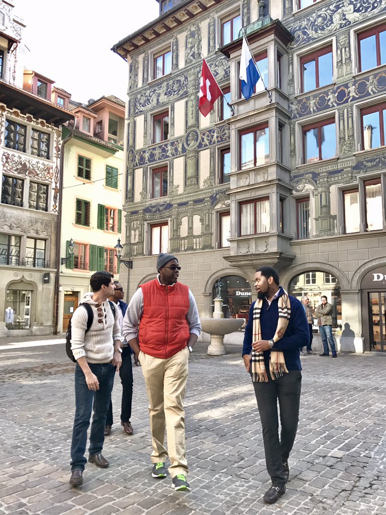 Simon students walking in Switzerland