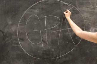 GPA written on a chalkboard